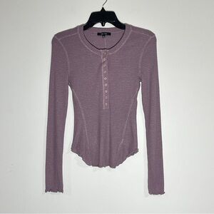 Love Tree Mauve Waffle Knit Snap Henley Top S